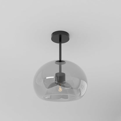 Industrial Glass Ceiling Light Smoked Dome Shade LED Hero