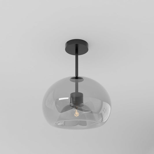 Industrial Glass Ceiling Light Smoked Dome Shade LED Hero