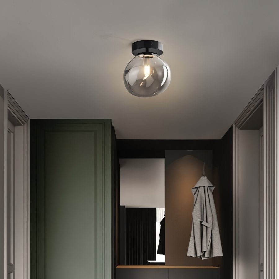 Industrial Glass Ceiling Light Smoked Dome Shade LED Lifestyle