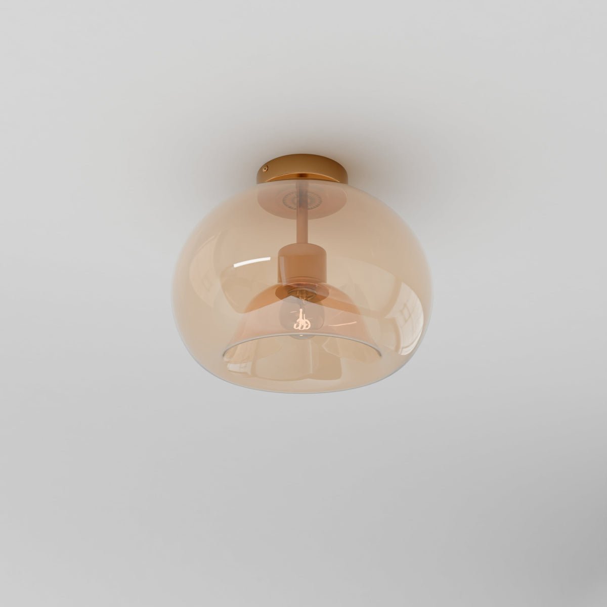 Industrial Glass Ceiling Light Smoked Dome Shade LED Side