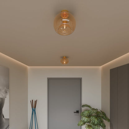 Industrial Glass Ceiling Light Smoked Dome Shade LED View 13