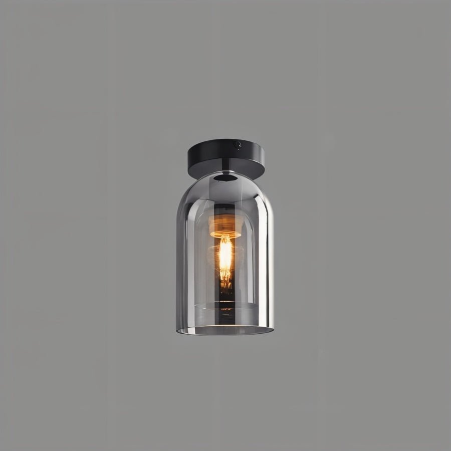 Industrial Glass Ceiling Light Smoked Dome Shade LED View 18
