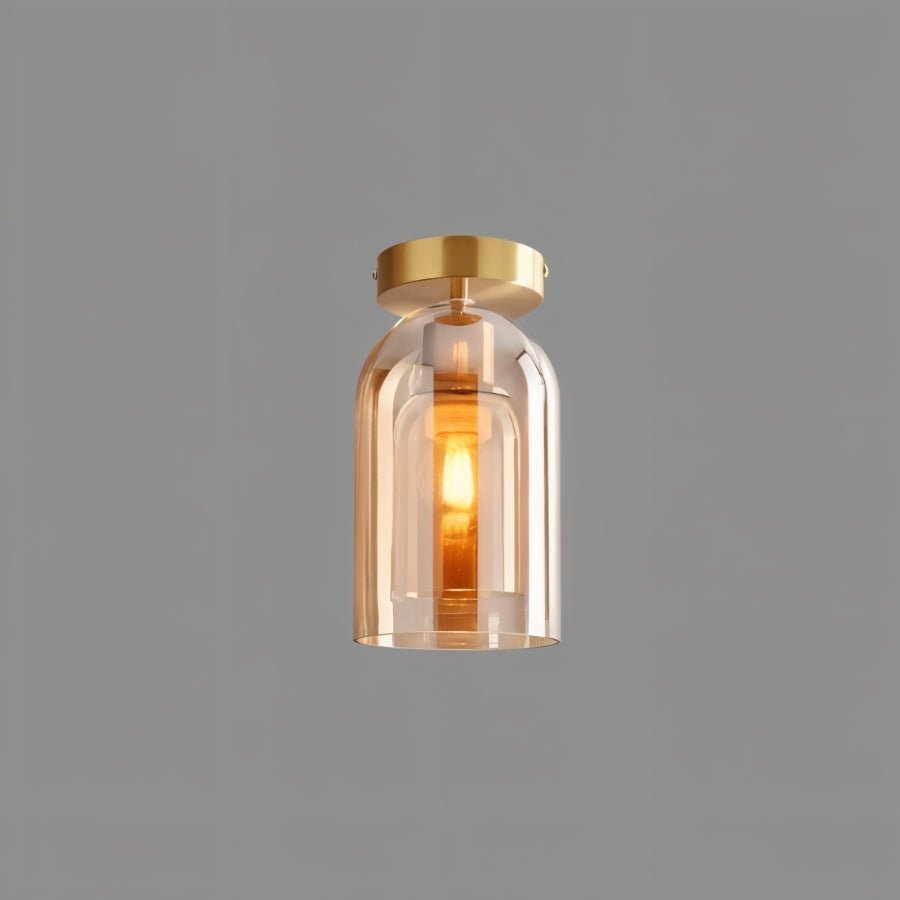 Industrial Glass Ceiling Light Smoked Dome Shade LED View 19