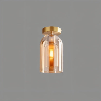 Industrial Glass Ceiling Light Smoked Dome Shade LED View 19