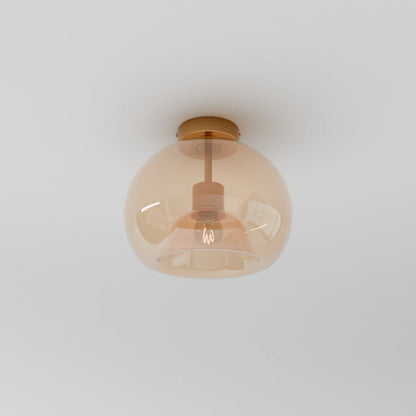 Industrial Glass Ceiling Light Smoked Dome Shade LED View 22