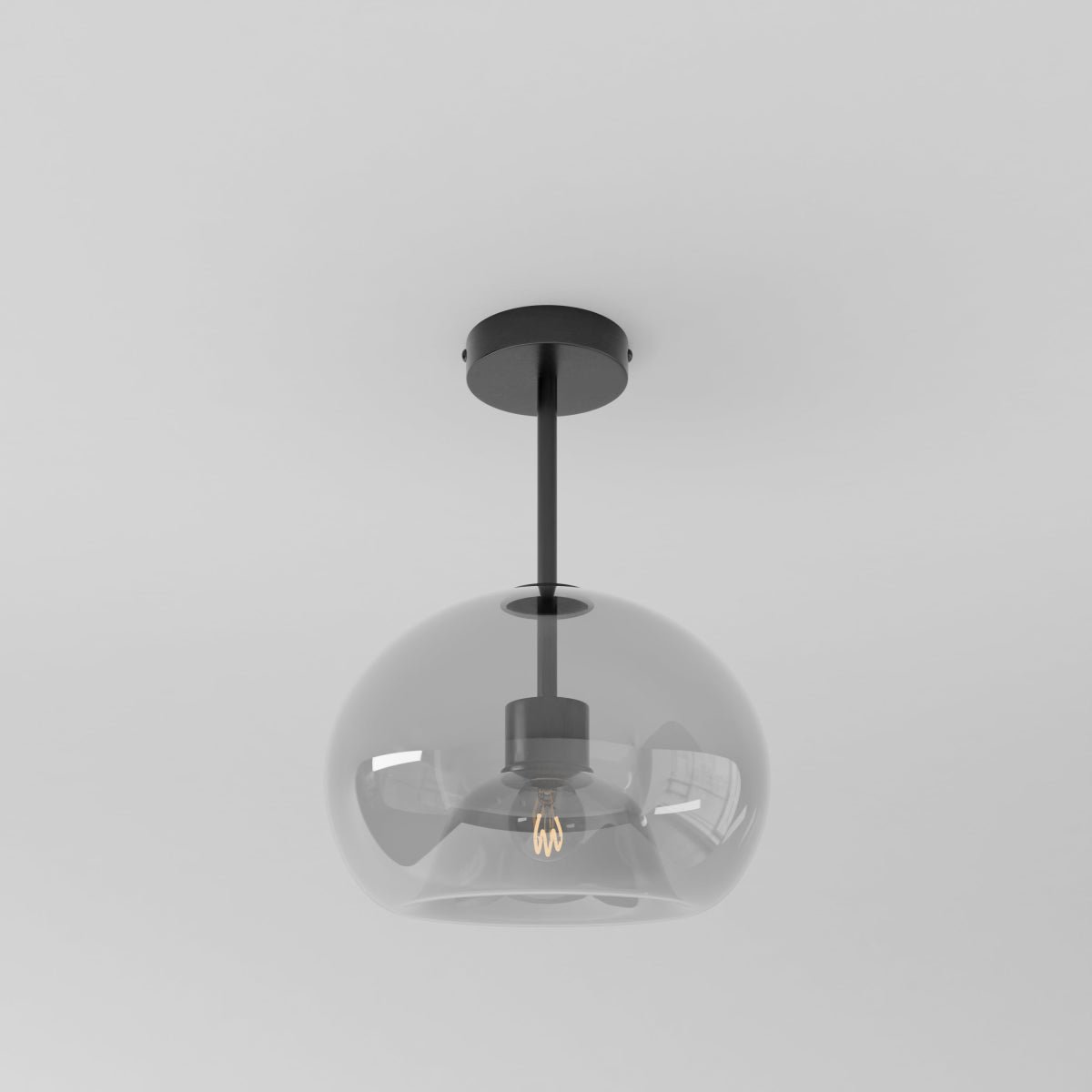 Industrial Glass Ceiling Light Smoked Dome Shade LED View 24