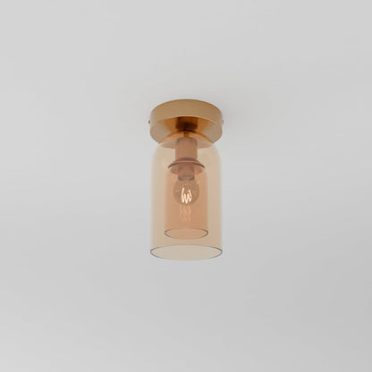 Industrial Glass Ceiling Light Smoked Dome Shade LED View 25
