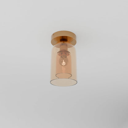 Industrial Glass Ceiling Light Smoked Dome Shade LED View 26
