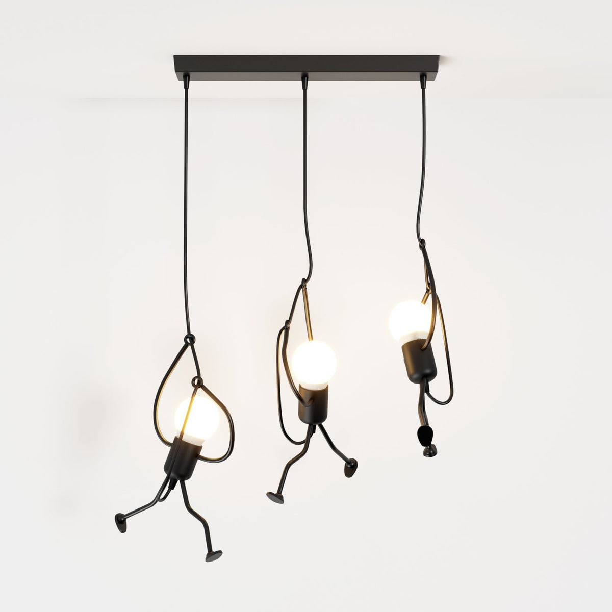 Industrial Iron Pendant Light Humanoid Figure Matte Black Lifestyle