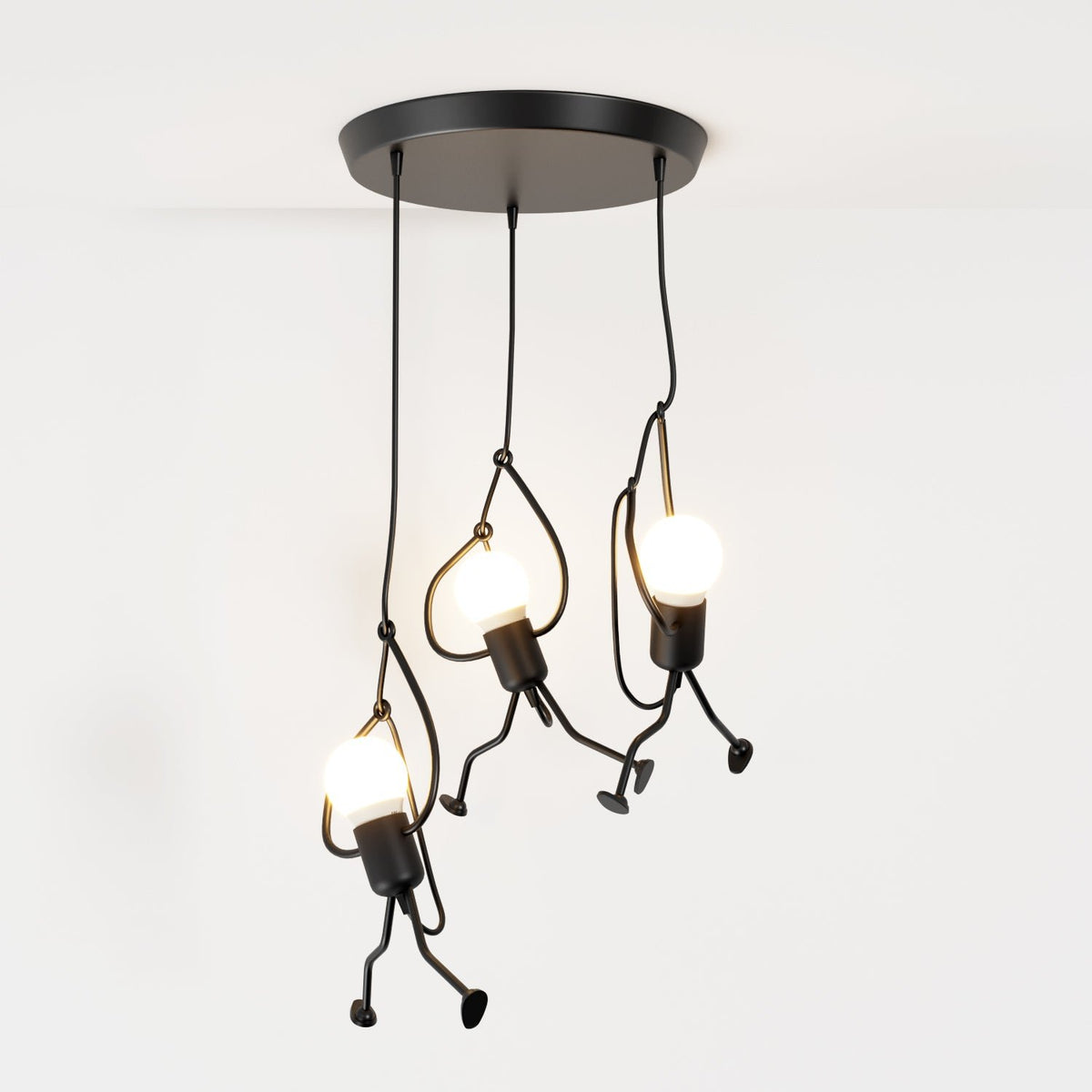 Industrial Iron Pendant Light Humanoid Figure Matte Black View 11