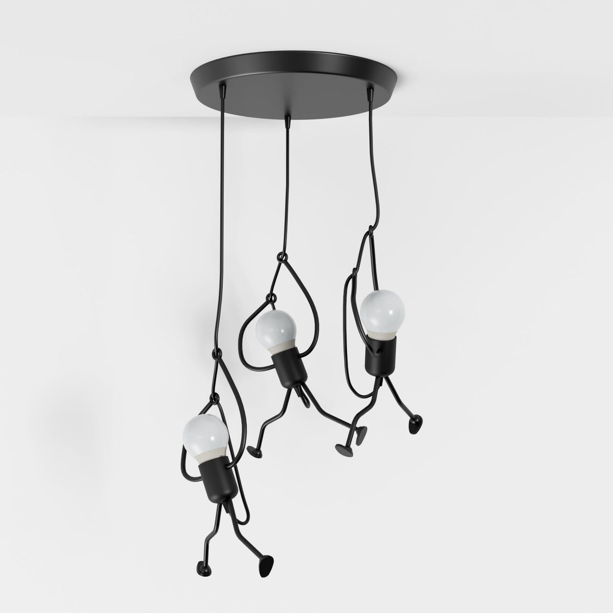 Industrial Iron Pendant Light Humanoid Figure Matte Black View 13