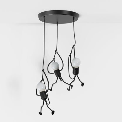 Industrial Iron Pendant Light Humanoid Figure Matte Black View 13