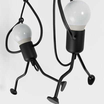 Industrial Iron Pendant Light Humanoid Figure Matte Black View 16