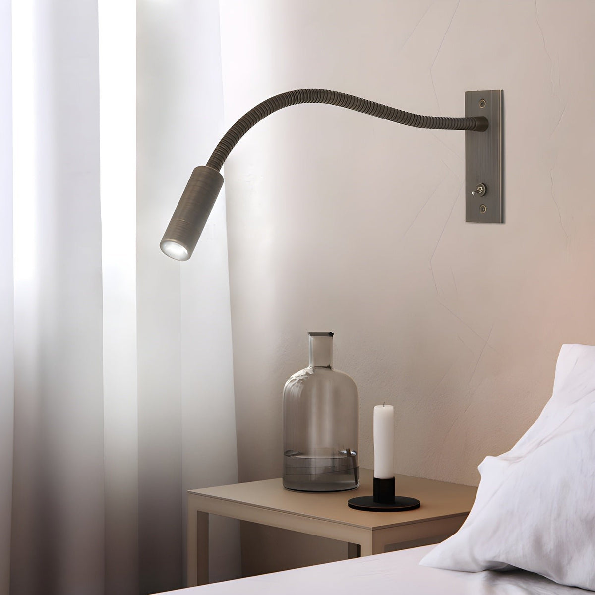 Industrial Metal Flexible Gooseneck Wall Lamp LED Back