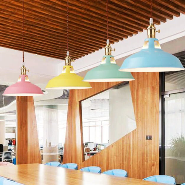 Industrial Metal Pendant Light Colorful Barn Shade Back