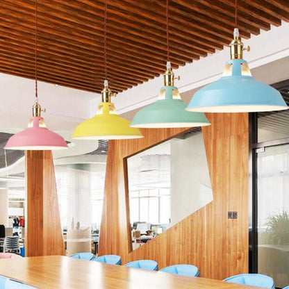 Industrial Metal Pendant Light Colorful Barn Shade Back