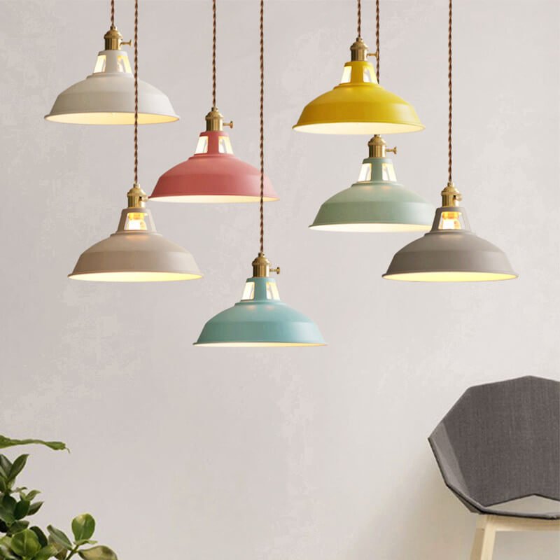 Industrial Metal Pendant Light Colorful Barn Shade Hero
