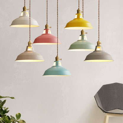 Industrial Metal Pendant Light Colorful Barn Shade Hero