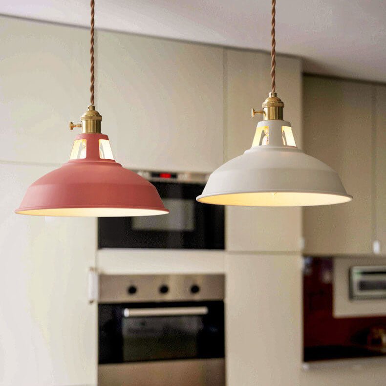 Industrial Metal Pendant Light Colorful Barn Shade Side