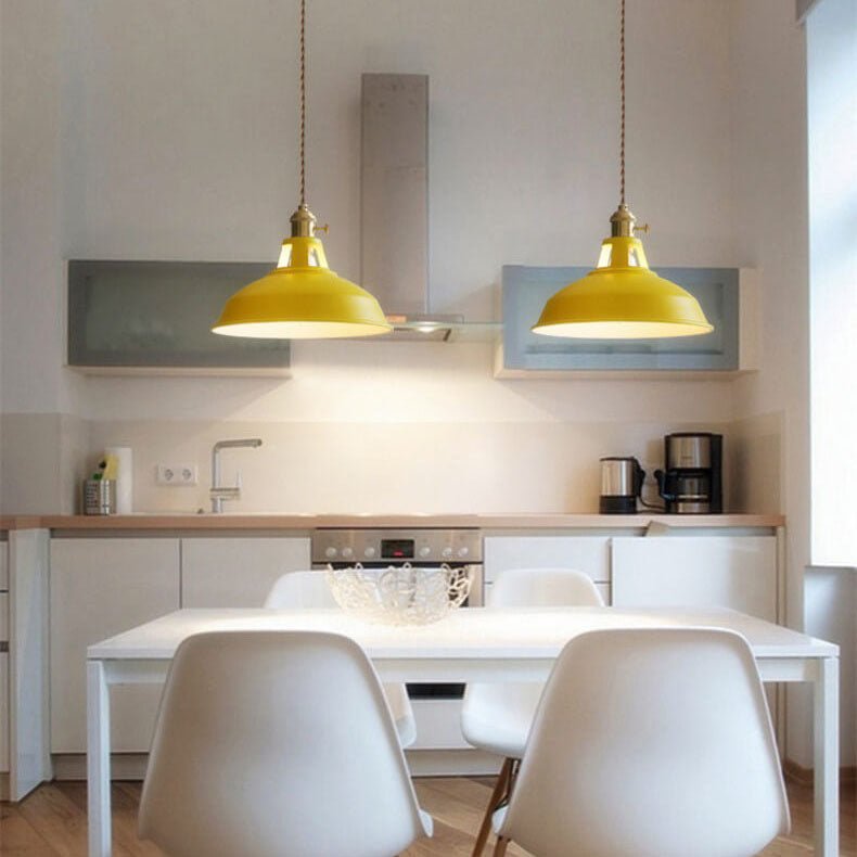 Industrial Metal Pendant Light Colorful Barn Shade View 12