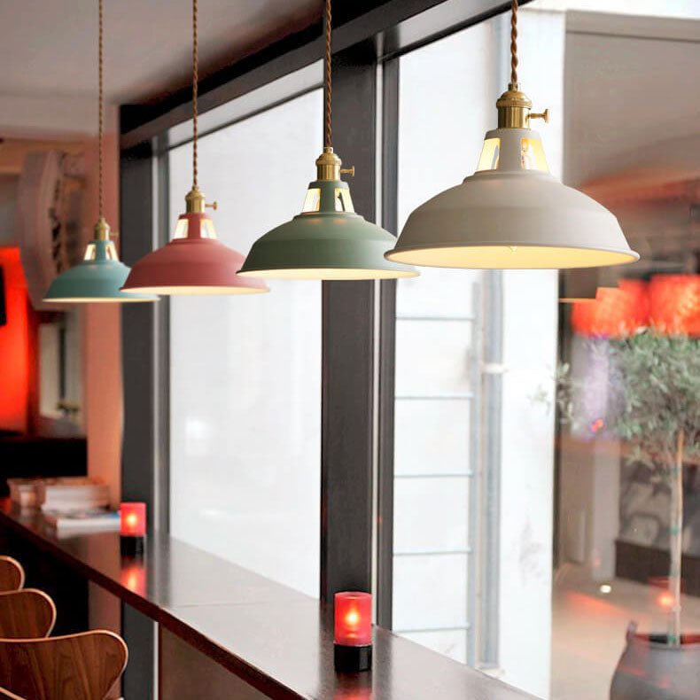Industrial Metal Pendant Light Colorful Barn Shade View 13