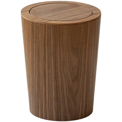 Japandi Wood Grain Trash Bin Steel Floating Plant Stand Swing Lid Back