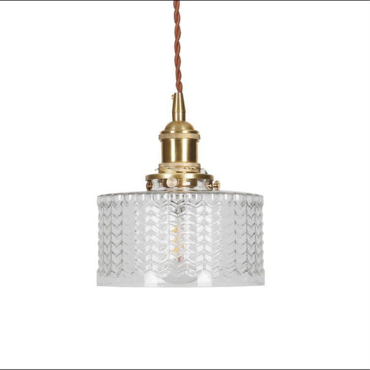 Japanese Brass Glass Jar Pendant Light Cylinder Full