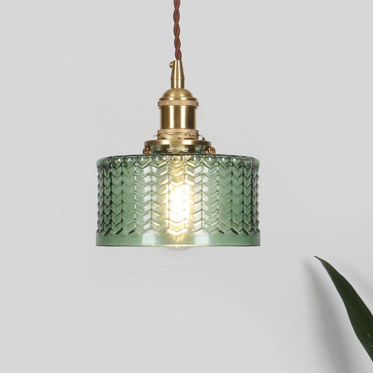 Japanese Brass Glass Jar Pendant Light Cylinder Hero