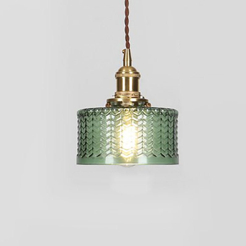 Japanese Brass Glass Jar Pendant Light Cylinder Lifestyle