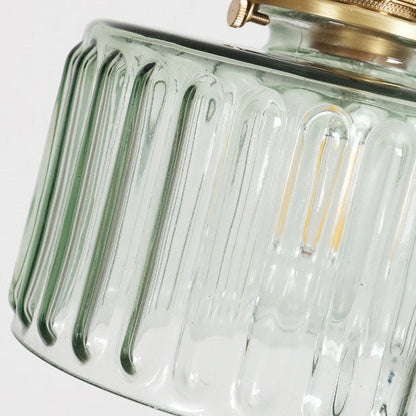 Japanese Brass Glass Jar Pendant Light Cylinder View 12