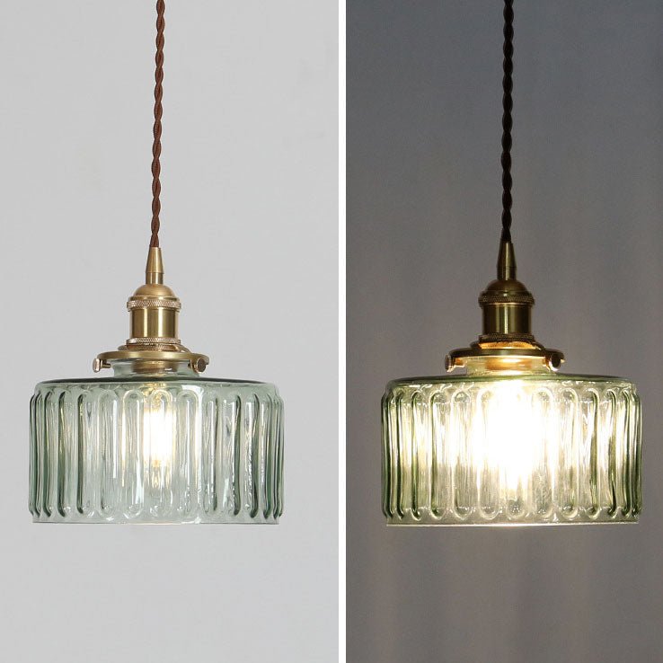 Japanese Brass Glass Jar Pendant Light Cylinder View 13