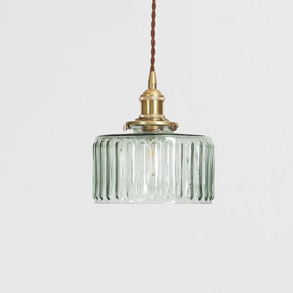 Japanese Brass Glass Jar Pendant Light Cylinder View 14