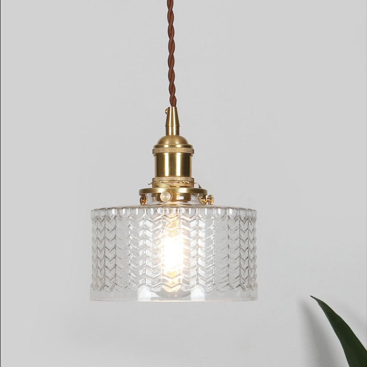 Japanese Brass Glass Jar Pendant Light Cylinder View 15