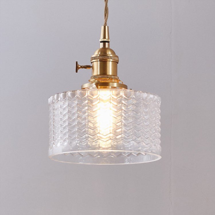 Japanese Brass Glass Jar Pendant Light Cylinder View 16