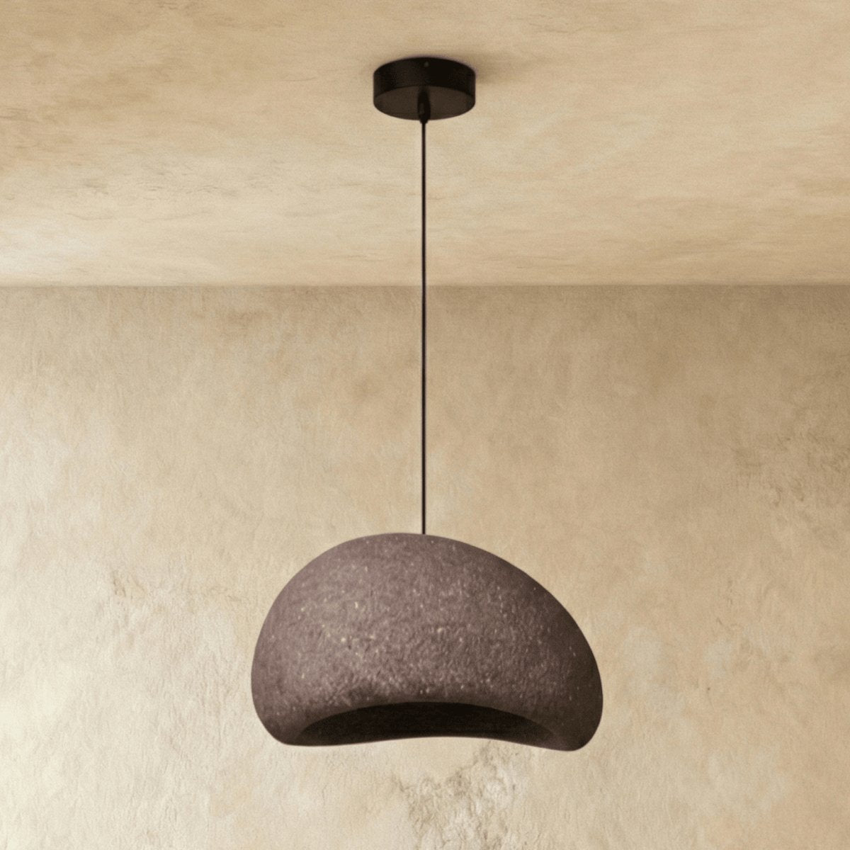 Japanese Sand Pendant Light Asymmetric Dome Close Up