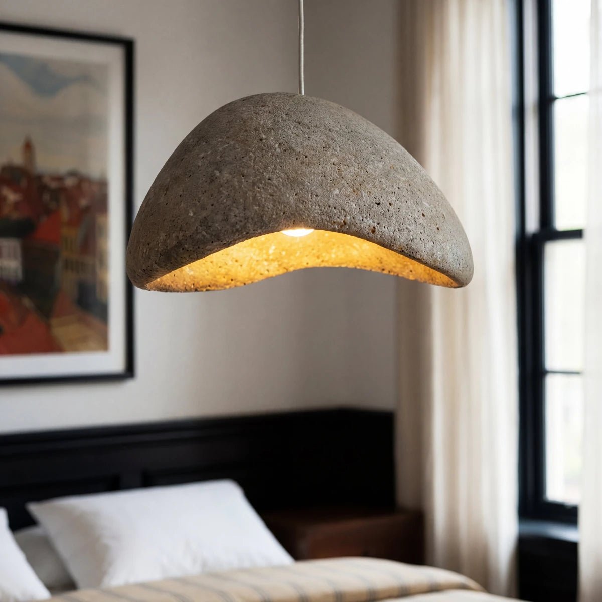 Japanese Sand Pendant Light Asymmetric Dome View 14