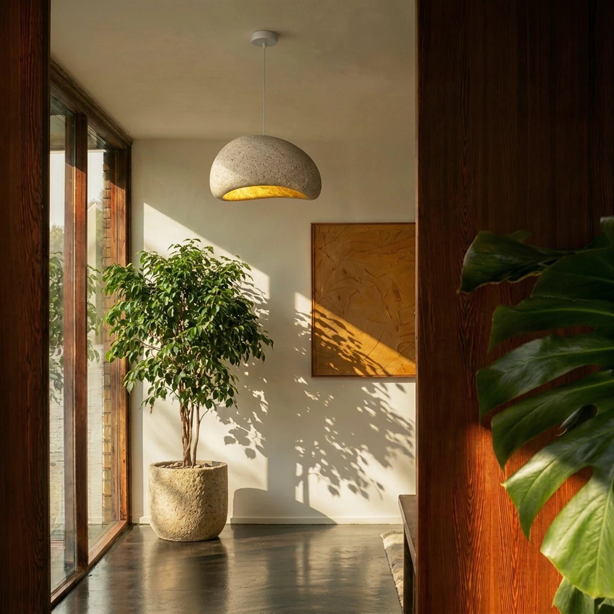 Japanese Sand Pendant Light Asymmetric Dome View 18