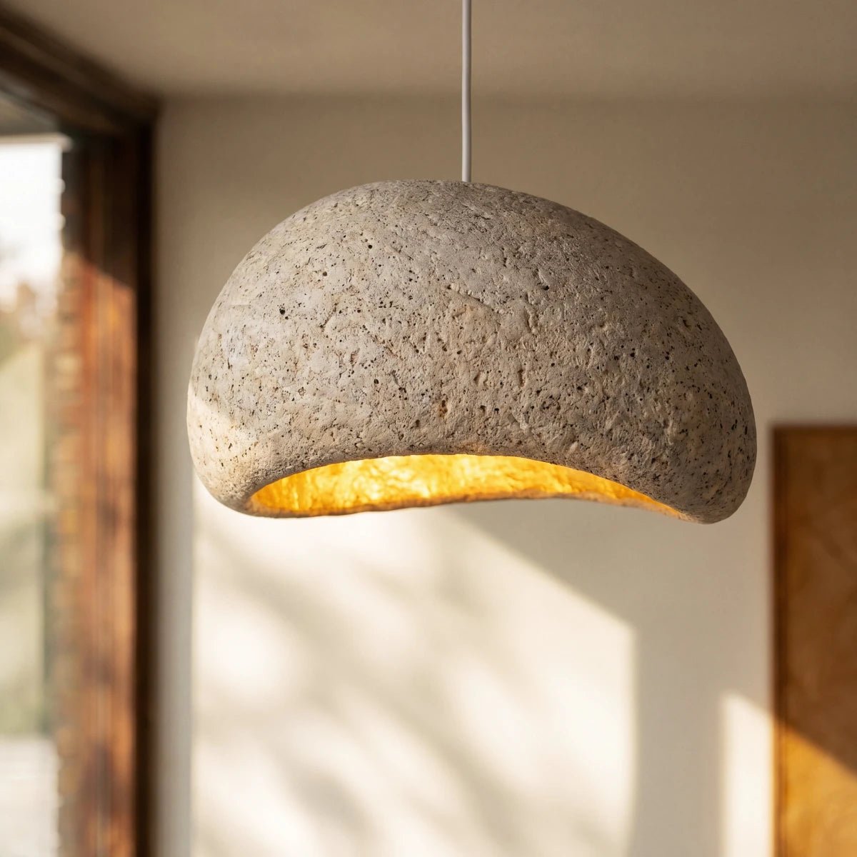 Japanese Sand Pendant Light Asymmetric Dome View 19