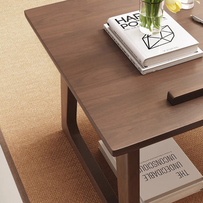 Japanese Solid Wood Foldable Side Table Tilting Top Back