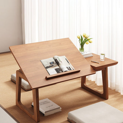 Japanese Solid Wood Foldable Side Table Tilting Top Front