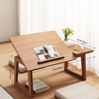 Japanese Solid Wood Foldable Side Table Tilting Top Side