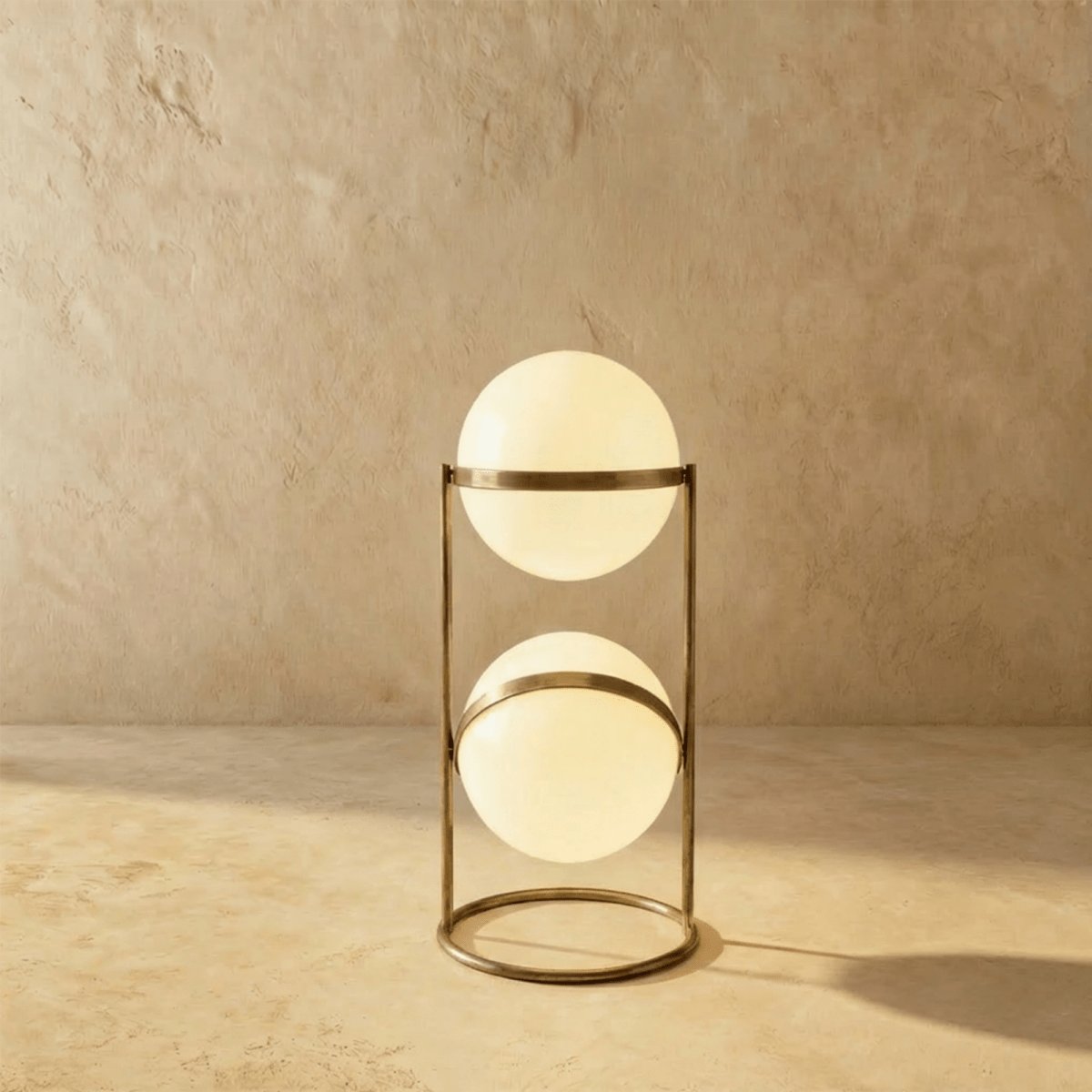 Japanese Steel Floor Lamp Stacked Sphere Angle