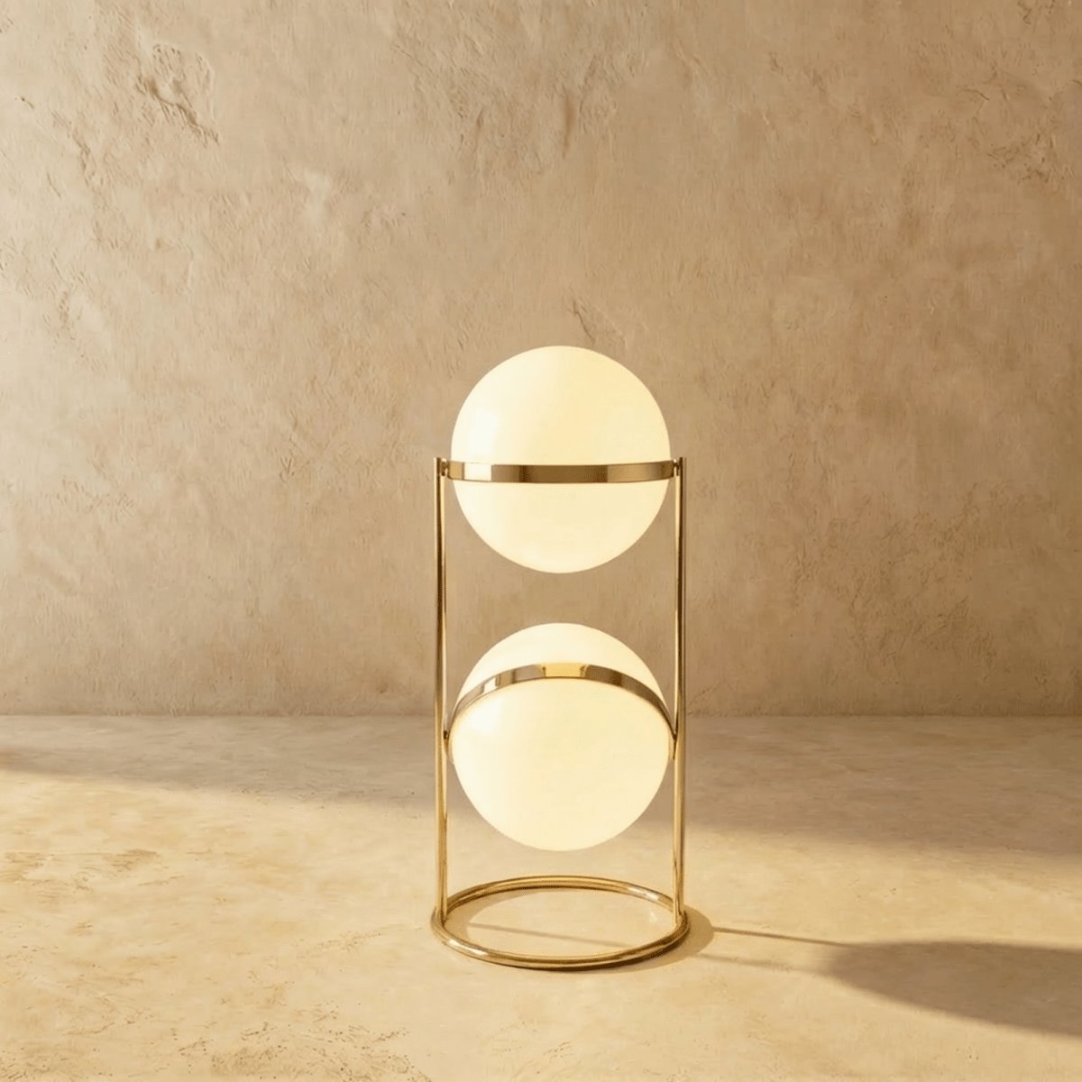 Japanese Steel Floor Lamp Stacked Sphere Lifestyle