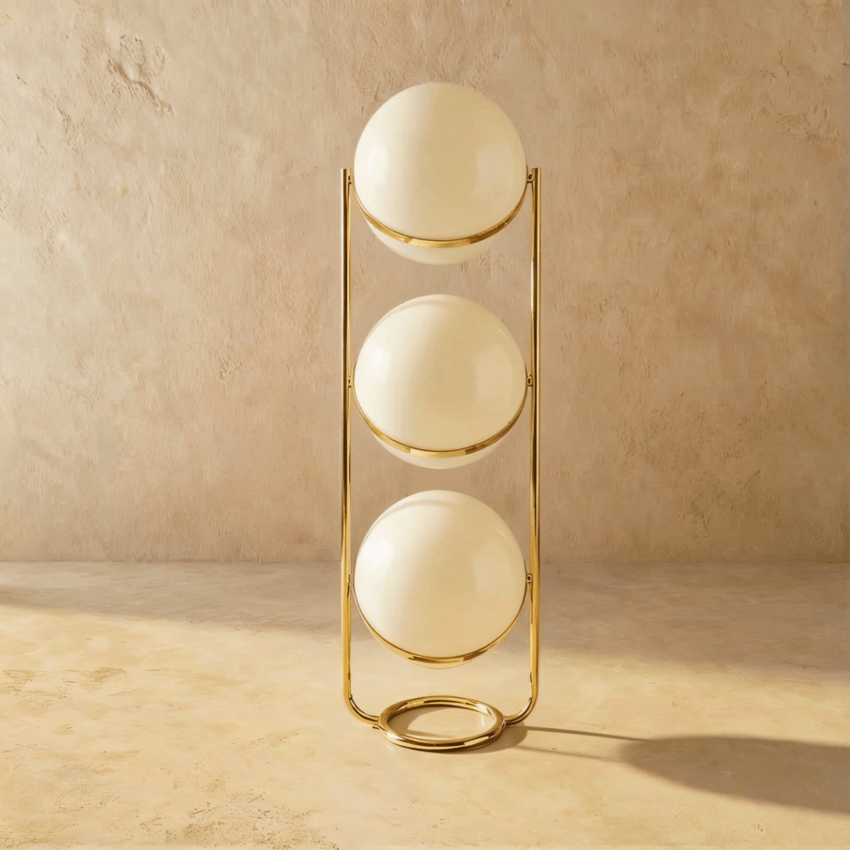 Japanese Steel Floor Lamp Stacked Sphere View 13