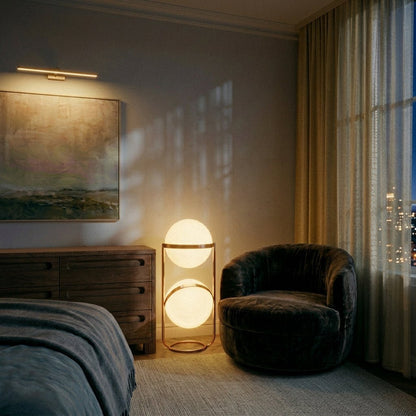 Japanese Steel Floor Lamp Stacked Sphere View 22