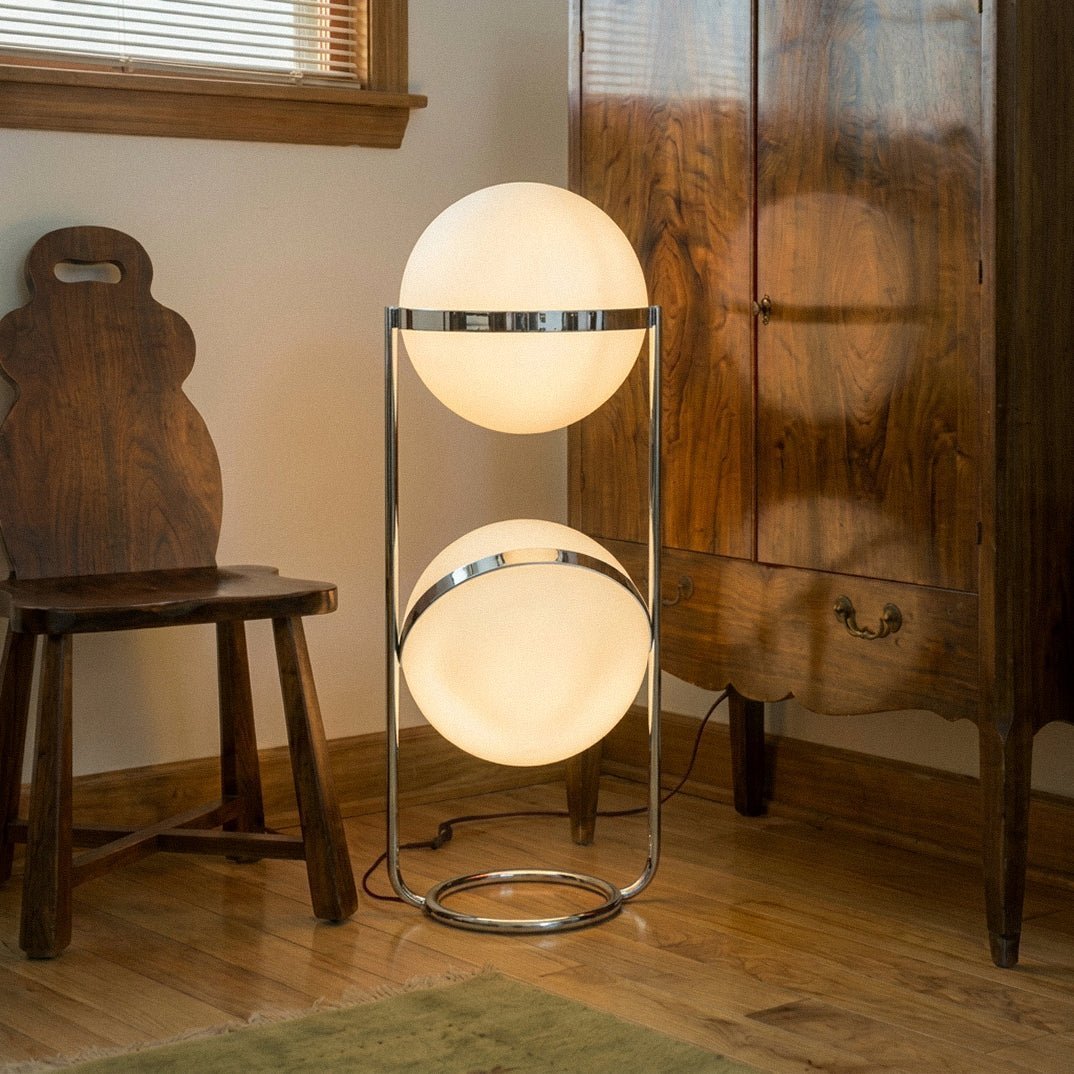 Japanese Steel Floor Lamp Stacked Sphere View 23
