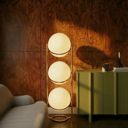 Japanese Steel Floor Lamp Stacked Sphere View 24