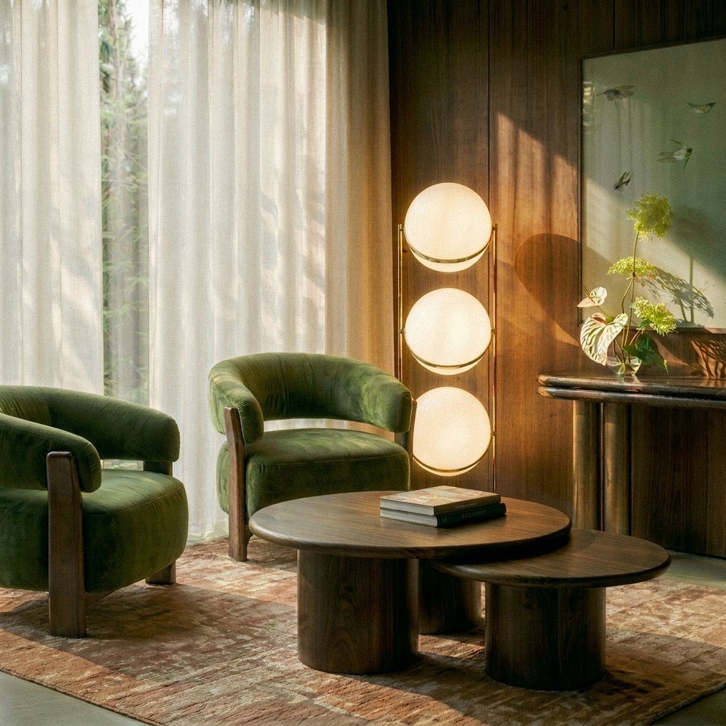 Japanese Steel Floor Lamp Stacked Sphere View 26