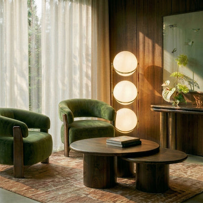 Japanese Steel Floor Lamp Stacked Sphere View 26