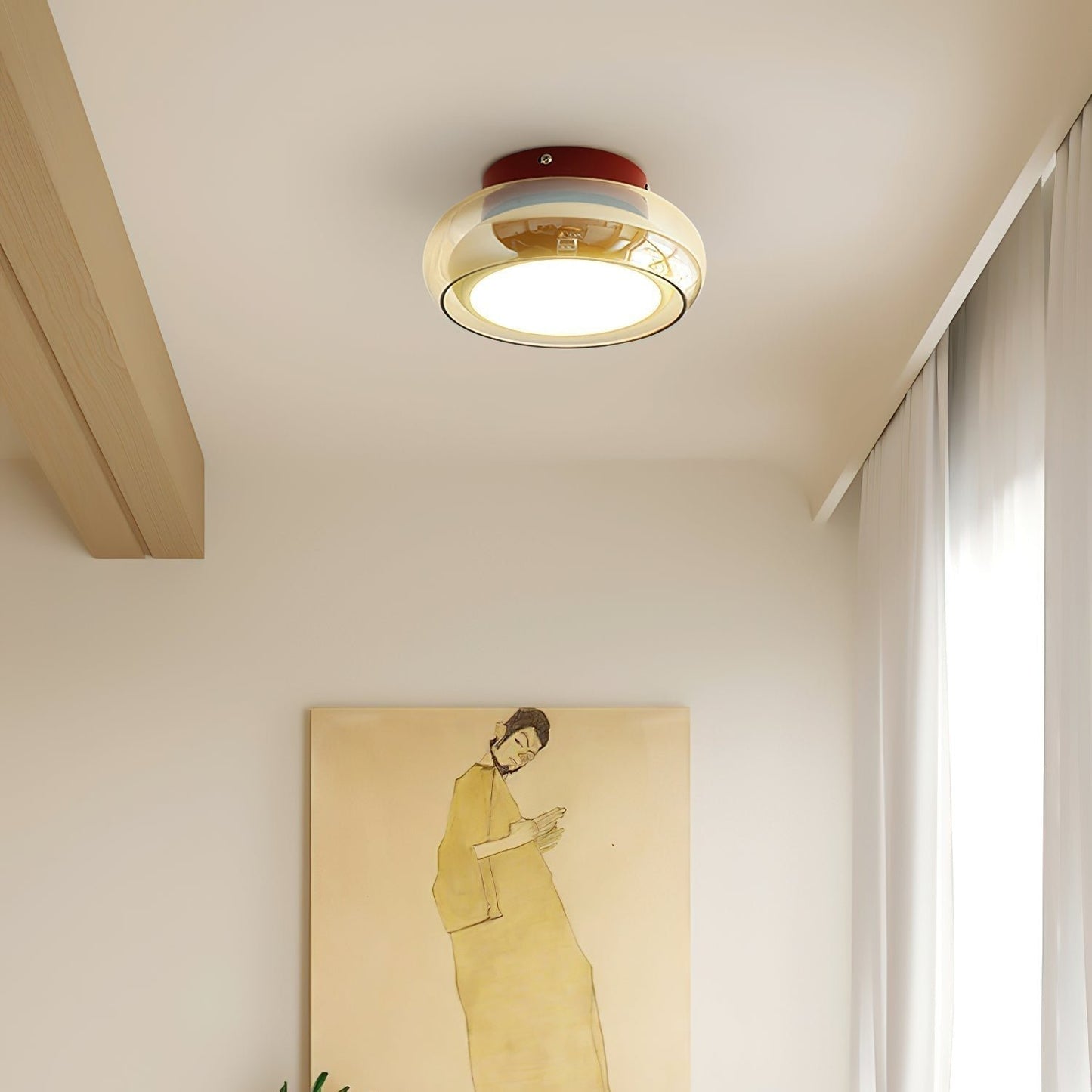 June Retro Glass Flush Mount Ceiling Light Back